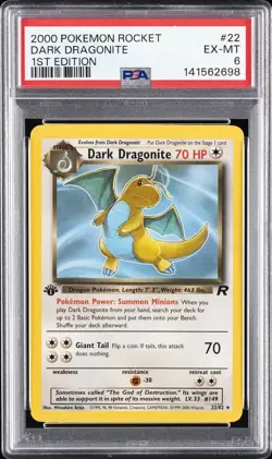 2000 POKEMON ROCKET 1ST EDITION #22 DARK DRAGONITE PSA 6 - Image 1
