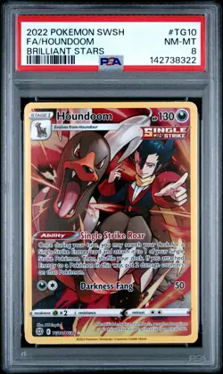 2022 POKEMON SWORD & SHIELD BRILLIANT STARS #TG10 FULL ART/HOUNDOOM PSA 8 - Image 1