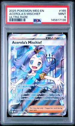 2025 POKEMON MEG EN-MEGA EVOLUTION ULTRA RARE #165 ACEROLA'S MISCHIEF PSA 9 - Image 1