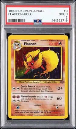 1999 POKEMON JUNGLE #3 FLAREON-HOLO PSA 2 - Image 1