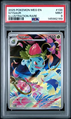 2025 POKEMON MEG EN-MEGA EVOLUTION ILLUSTRATION RARE #134 IVYSAUR PSA 9 - Image 1