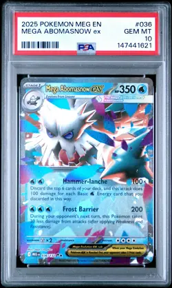 2025 POKEMON MEG EN-MEGA EVOLUTION #036 MEGA ABOMASNOW EX PSA 10 - Image 1