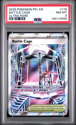 2025 POKEMON PFL EN-PHANTASMAL FLAMES ULTRA RARE #116 BATTLE CAGE PSA 8 - Image 1