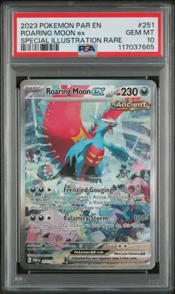 2023 POKEMON PARADOX RIFT SPECIAL ILLUSTRATION RARE #251 ROARING MOON EX PSA 10 - Image 1