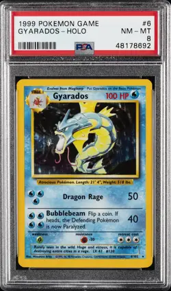 1999 POKEMON BASE SET UNLIMITED #6 GYARADOS-HOLO PSA 8 - Image 1