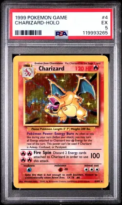 1999 POKEMON BASE SET UNLIMITED #4 CHARIZARD-HOLO PSA 5 - Image 1