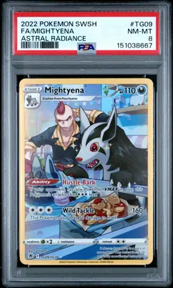 2022 POKEMON SWORD & SHIELD ASTRAL RADIANCE #TG09 FULL ART/MIGHTYENA PSA 8 - Image 1