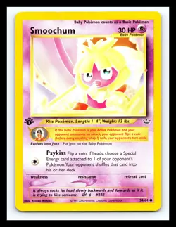 💥 SMOOCHUM 1st Edition Pokemon TCG 2001 Neo Revelation Set Non HOLO # 54/64 - Image 1