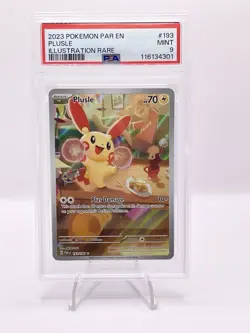 Pokemon Plusle Paradox Rift TCG Holo Card 193/182 Illustration Rare PSA 9 - Image 1