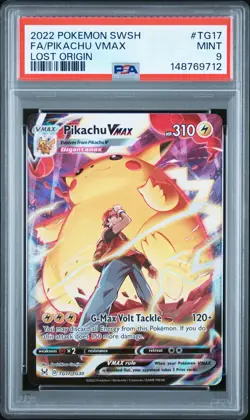 2022 POKEMON SWORD & SHIELD LOST ORIGIN #TG17 FULL ART/PIKACHU VMAX PSA 9 - Image 1