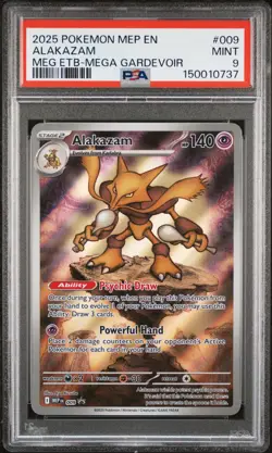 2025 POKEMON MEP EN-ME BLACK STAR PROMO #009 ALAKAZAM PSA 9 - Image 1