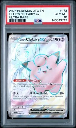 2025 POKEMON JTG EN-JOURNEY TOGETHER ULTRA RARE #173 LILLIE'S CLEFAIRY EX PSA 10 - Image 1