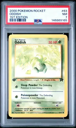 2000 POKEMON ROCKET 1ST EDITION #63 ODDISH PSA 7 - Image 1