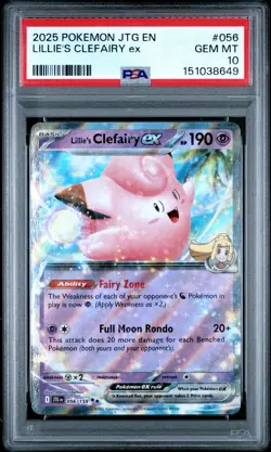2025 POKEMON JTG EN-JOURNEY TOGETHER #056 LILLIE'S CLEFAIRY EX PSA 10 - Image 1