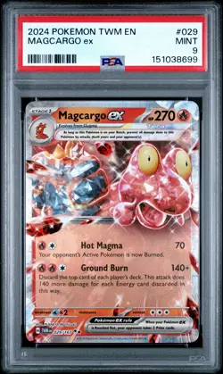 2024 POKEMON TWM EN-TWILIGHT MASQUERADE #029 MAGCARGO EX PSA 9 - Image 1