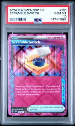 2024 POKEMON SSP EN-SURGING SPARKS #186 SCRAMBLE SWITCH PSA 10 - Image 1