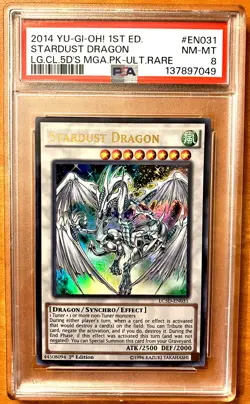 2014 Yugioh Stardust Dragon 1ST EDITION ULTRA RARE - PSA 8 NM-MT - Image 1