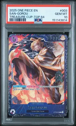 2025 ONE PIECE PROMOS TREASURE CUP-TOP 64 #003 SAN-GOROU PSA 10 - Image 1