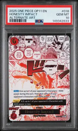 2025 ONE PIECE OP11-A FIST OF DIVINE SPEED ALTERNATE ART HONESTY IMPACT PSA 10 - Image 1