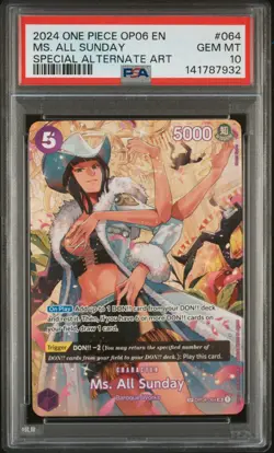 2024 ONE PIECE WINGS OF THE CAPTAIN SPECIAL ALT ART #064 MS. ALL SUNDAY PSA 10 - Image 1