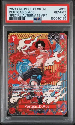 2024 ONE PIECE OP08-TWO LEGENDS SPECIAL ALTERNATE ART #013 PORTGAS D. ACE PSA 10 - Image 1