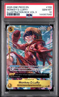 2025 ONE PIECE PROMOS ILLUSTRATION BOX VOL.3 #109 MONKEY D. LUFFY PSA 10 - Image 1