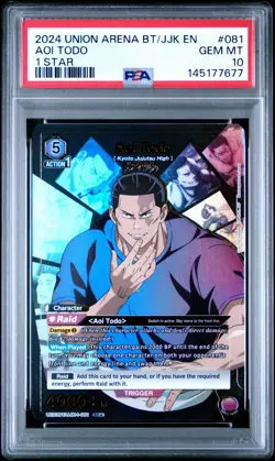 2024 UNION ARENA UE03BT/JJK JUJUTSU KAISEN 1 STAR #081 AOI TODO PSA 10 - Image 1