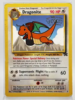 Dragonite Movie Black Star Promo 5 Pokemon Card 1999 Stamped MP - Image 1