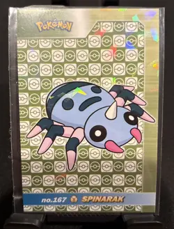Rare Pokemon Shiny Full Art #167 Spinarak Low Pop Cracked Ice Holo Card - Image 1