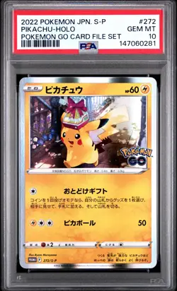 2022 POKEMON JAPANESE S PROMO POKEMON GO CARD FILE SET #272 PIKACHU-HOLO PSA 10 - Image 1