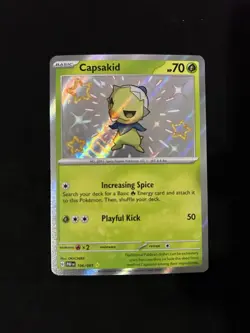 Pokemon Card Capsakid 106/091 Shiny Rare Holo SV: Paldean Fates English TCG NM-M - Image 1