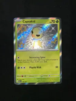 Pokemon Card Capsakid 106/091 Shiny Rare Holo SV: Paldean Fates English TCG NM-M - Image 2