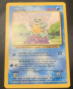 Squirtle - 63/102 - Base Set - Pokemon Card - MP TCG Base Set Vntg. Water - Image 1