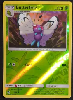 Butterfree 3/68 Reverse Holo Hidden Fates Pokemon Card - Image 1