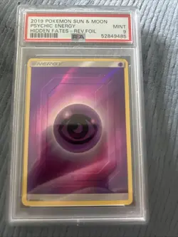 2019 Pokemon Sun & Moon Hidden Fates Psychic Energy Reverse Foil Card PSA 9 MINT - Image 1