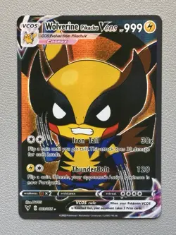 Pokemon Wolverine Pikachu Vcos Cosplay Full Art Custom Card - Image 1