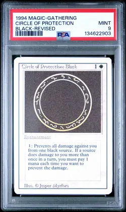 1994 MAGIC: THE GATHERING REVISED EDITION CIRCLE OF PROTECTION: BLACK PSA 9 - Image 1