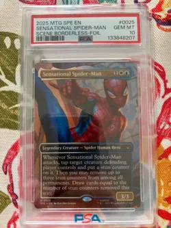MTG MARVEL SPIDER-MAN SENSATIONAL SPIDER-MAN #25 SCENE BORDERLESS FOIL - PSA 10 - Image 1