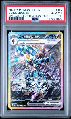 2025 POKEMON PRISMATIC EVOLUTIONS SPECIAL ILLUSTRATION RARE CERULEDGE EX PSA 10 - Image 1