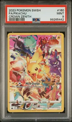 2023 POKEMON SWORD & SHIELD CROWN ZENITH #160 FULL ART/PIKACHU PSA 9 - Image 1