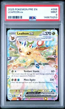 2025 POKEMON PRE EN-PRISMATIC EVOLUTIONS #006 LEAFEON EX PSA 9 - Image 1