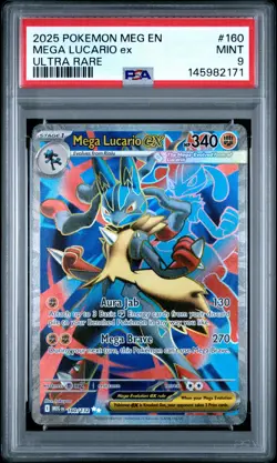 2025 POKEMON MEG EN-MEGA EVOLUTION ULTRA RARE #160 MEGA LUCARIO EX PSA 9 - Image 1