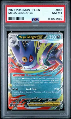 2025 POKEMON PFL EN-PHANTASMAL FLAMES #056 MEGA GENGAR EX PSA 8 - Image 1