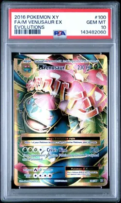 2016 POKEMON XY EVOLUTIONS FULL ART M VENUSAUR EX 100/108 PSA 10 GEM MINT - Image 1