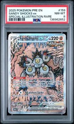 2025 POKEMON PRE SPECIAL ILLUSTRATION RARE #159 SANDY SHOCKS EX PSA 8 - Image 1
