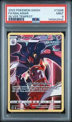 2022 POKEMON SWORD & SHIELD SILVER TEMPEST #TG06 FULL ART/MALAMAR PSA 9 - Image 1