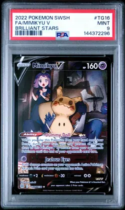 2022 POKEMON SWORD & SHIELD BRILLIANT STARS #TG16 FULL ART/MIMIKYU V PSA 9 - Image 1