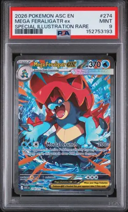 2026 POKEMON ASCENDED HEROES SPECIAL ILLUSTRATION RARE MEGA FERALIGATR EX PSA 9 - Image 1