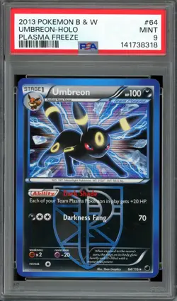 Pokemon TCG Black White Plasma Freeze #64 Umbreon Holo Rare PSA 9 Mint - Image 1