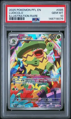 2025 POKEMON PFL EN-PHANTASMAL FLAMES ILLUSTRATION RARE #095 LUDICOLO PSA 10 - Image 1